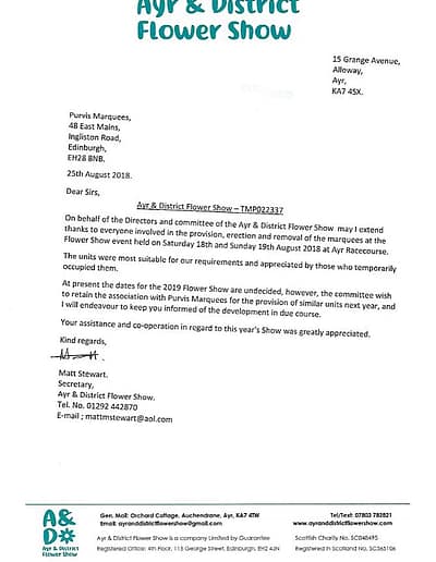 Purvis Marquees, feedback,